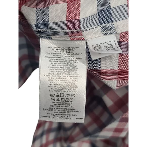 Brooks Brothers Red Blue Checkered Shirt Size XL Regent Fit - Picture 5 of 5